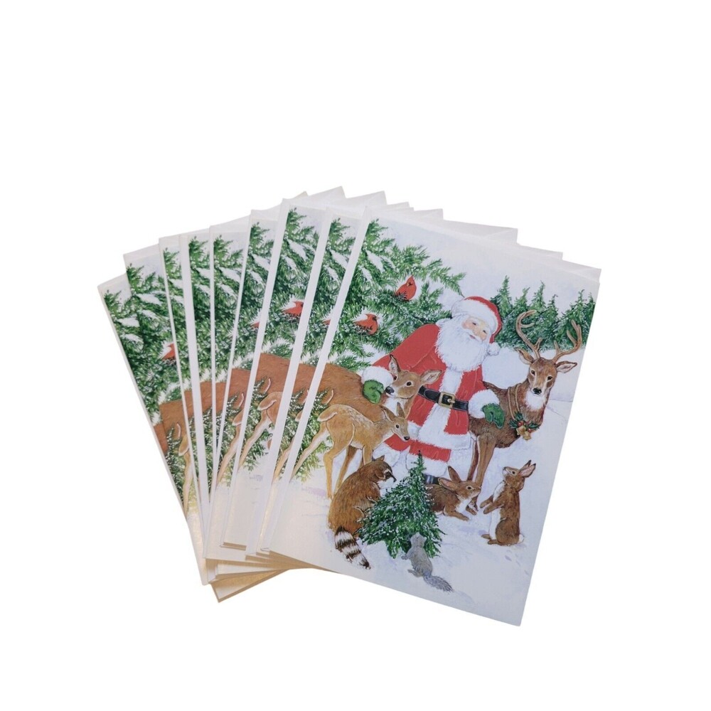 20 Paper Magic Group Vintage Christmas Cards & Envelopes 2 Designs Farm Santa